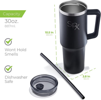 ™ 30 oz Insulated Tumbler with Handle & Straw – Vacuum Insulated Stainless Steel, Leakproof, Cupholder Friendly – Perfect for Iced Coffee, Water & Travel – Grey