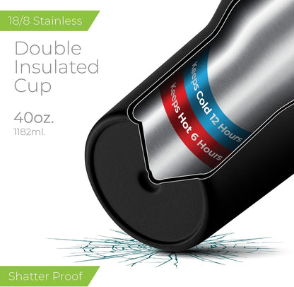 ™ 30 oz Insulated Tumbler with Handle & Straw – Vacuum Insulated Stainless Steel, Leakproof, Cupholder Friendly – Perfect for Iced Coffee, Water & Travel – Grey