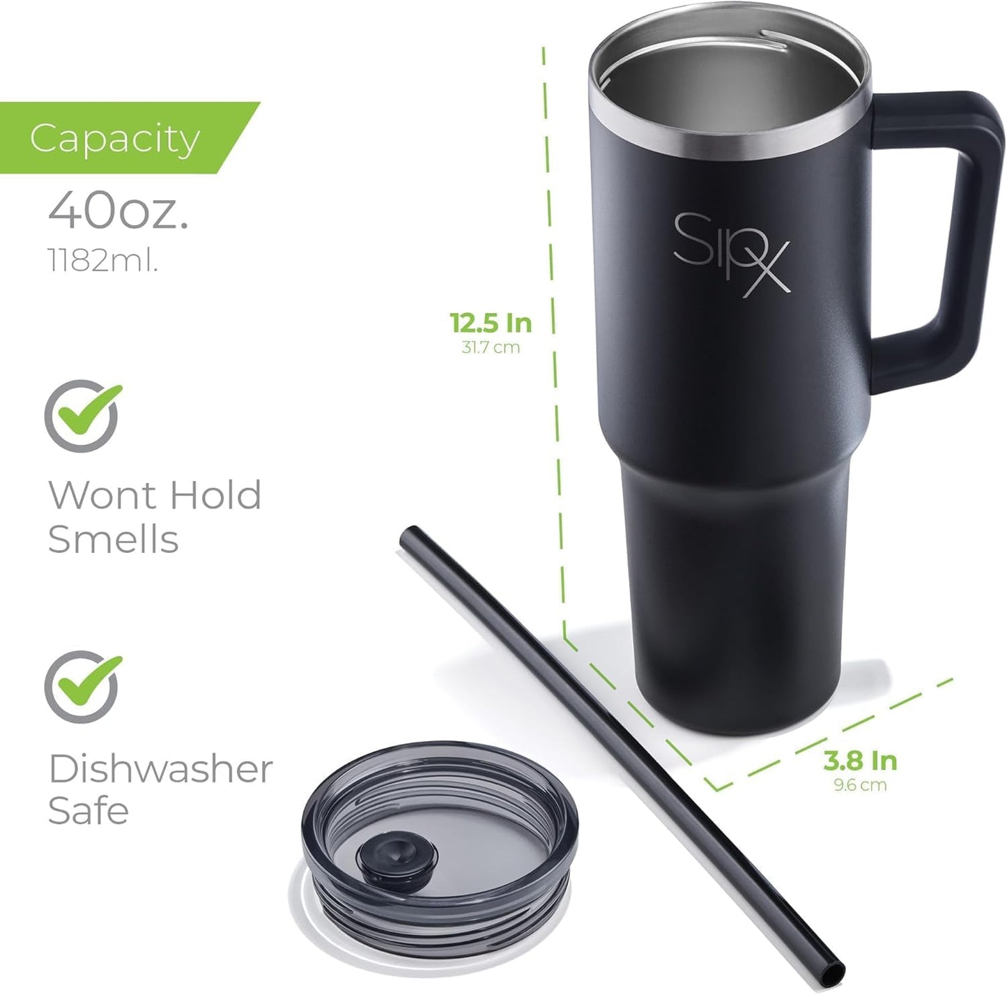 ™ 30 oz Insulated Tumbler with Handle & Straw – Vacuum Insulated Stainless Steel, Leakproof, Cupholder Friendly – Perfect for Iced Coffee, Water & Travel – Grey