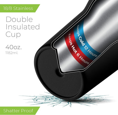 ™ 30 oz Insulated Tumbler with Handle & Straw – Vacuum Insulated Stainless Steel, Leakproof, Cupholder Friendly – Perfect for Iced Coffee, Water & Travel – Grey