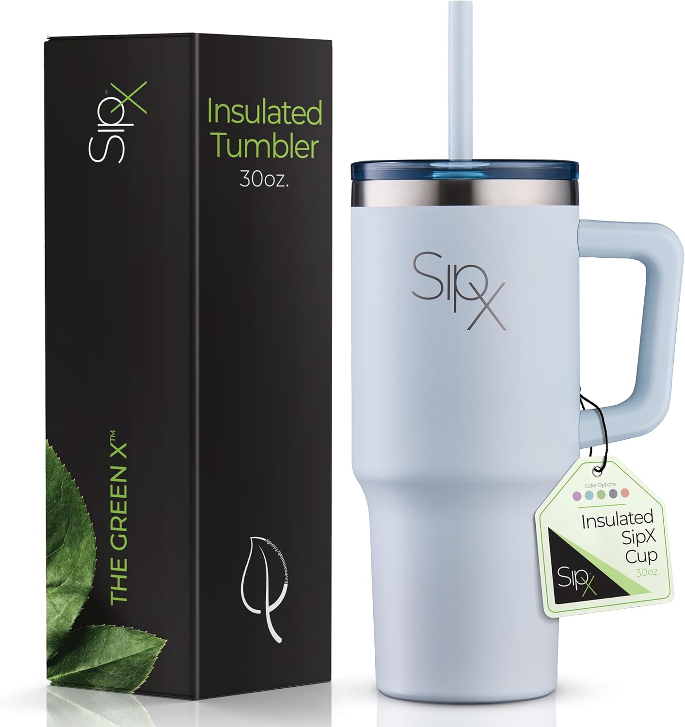 ™ 30 oz Insulated Tumbler with Handle & Straw – Vacuum Insulated Stainless Steel, Leakproof, Cupholder Friendly – Perfect for Iced Coffee, Water & Travel – Grey