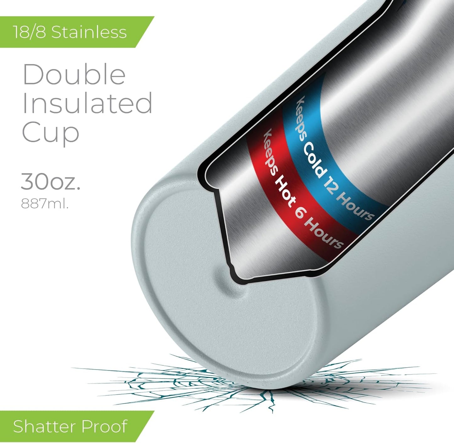 ™ 30 oz Insulated Tumbler with Handle & Straw – Vacuum Insulated Stainless Steel, Leakproof, Cupholder Friendly – Perfect for Iced Coffee, Water & Travel – Grey
