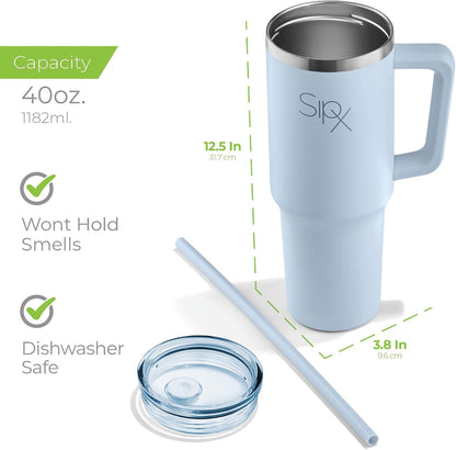 ™ 30 oz Insulated Tumbler with Handle & Straw – Vacuum Insulated Stainless Steel, Leakproof, Cupholder Friendly – Perfect for Iced Coffee, Water & Travel – Grey