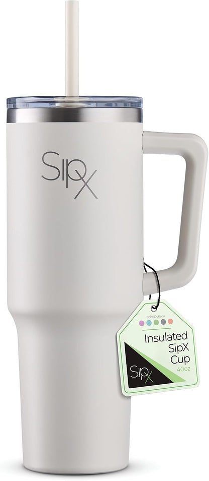 ™ 30 oz Insulated Tumbler with Handle & Straw – Vacuum Insulated Stainless Steel, Leakproof, Cupholder Friendly – Perfect for Iced Coffee, Water & Travel – Grey