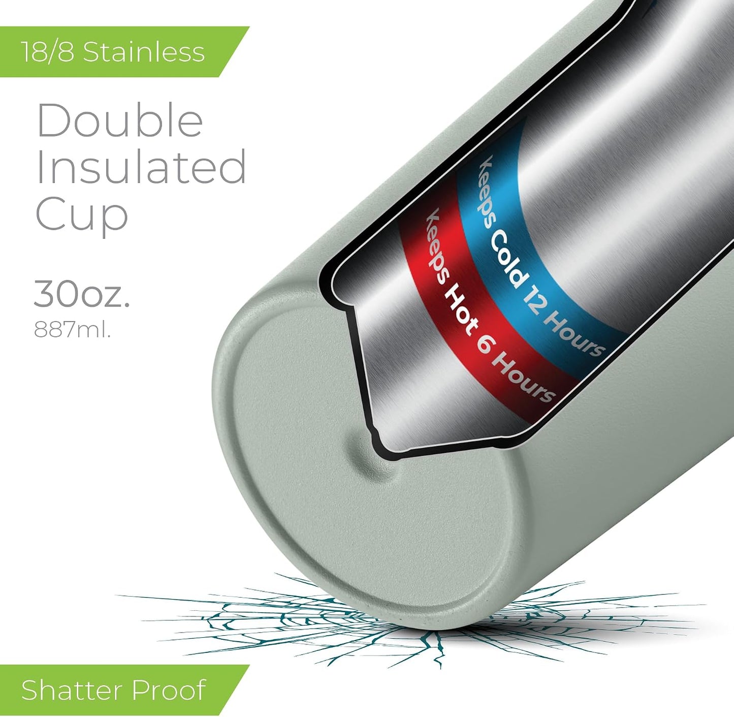 ™ 30 oz Insulated Tumbler with Handle & Straw – Vacuum Insulated Stainless Steel, Leakproof, Cupholder Friendly – Perfect for Iced Coffee, Water & Travel – Grey