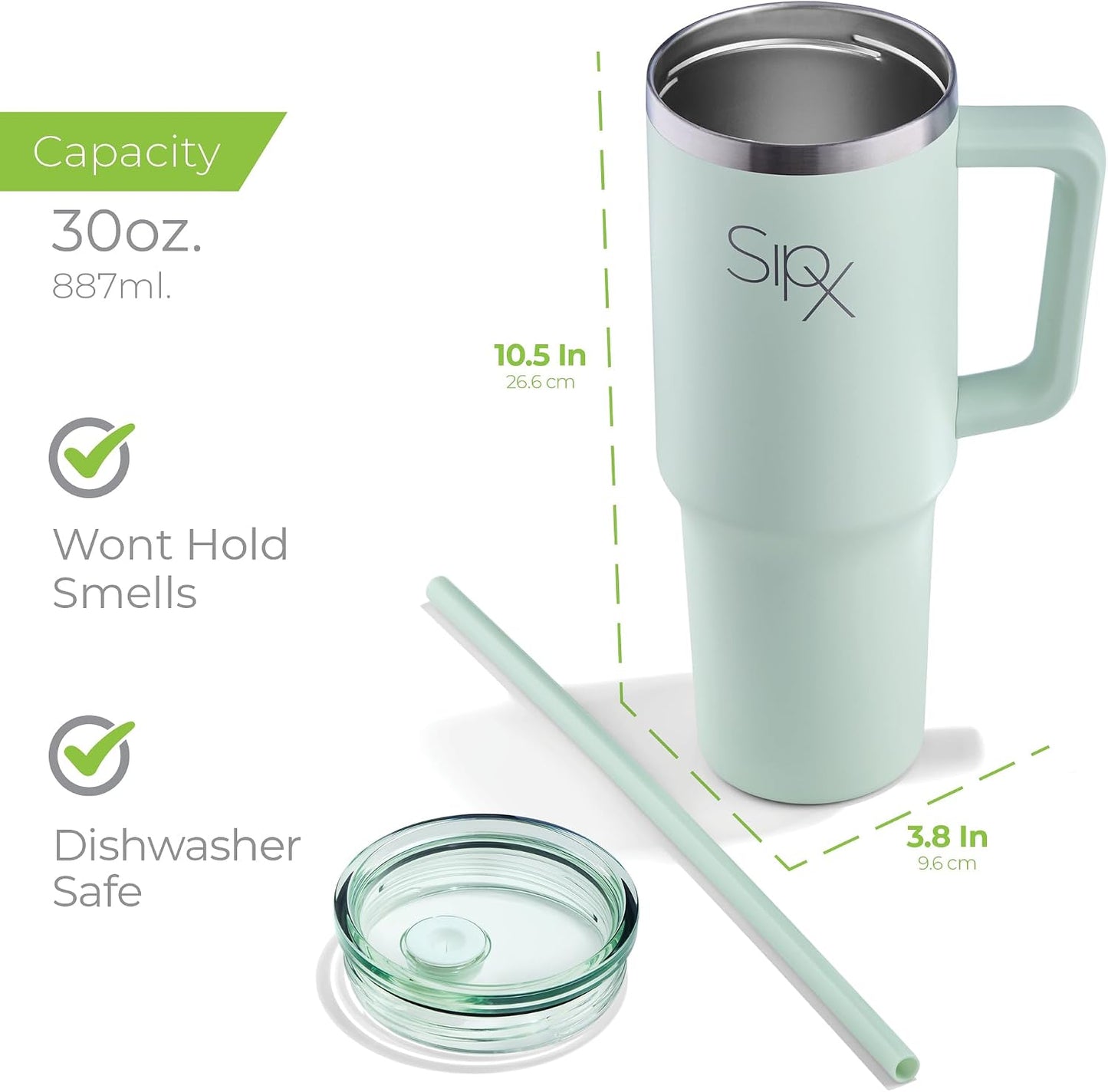 ™ 30 oz Insulated Tumbler with Handle & Straw – Vacuum Insulated Stainless Steel, Leakproof, Cupholder Friendly – Perfect for Iced Coffee, Water & Travel – Grey