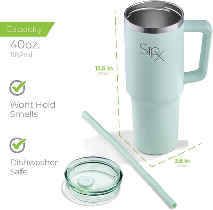™ 30 oz Insulated Tumbler with Handle & Straw – Vacuum Insulated Stainless Steel, Leakproof, Cupholder Friendly – Perfect for Iced Coffee, Water & Travel – Grey