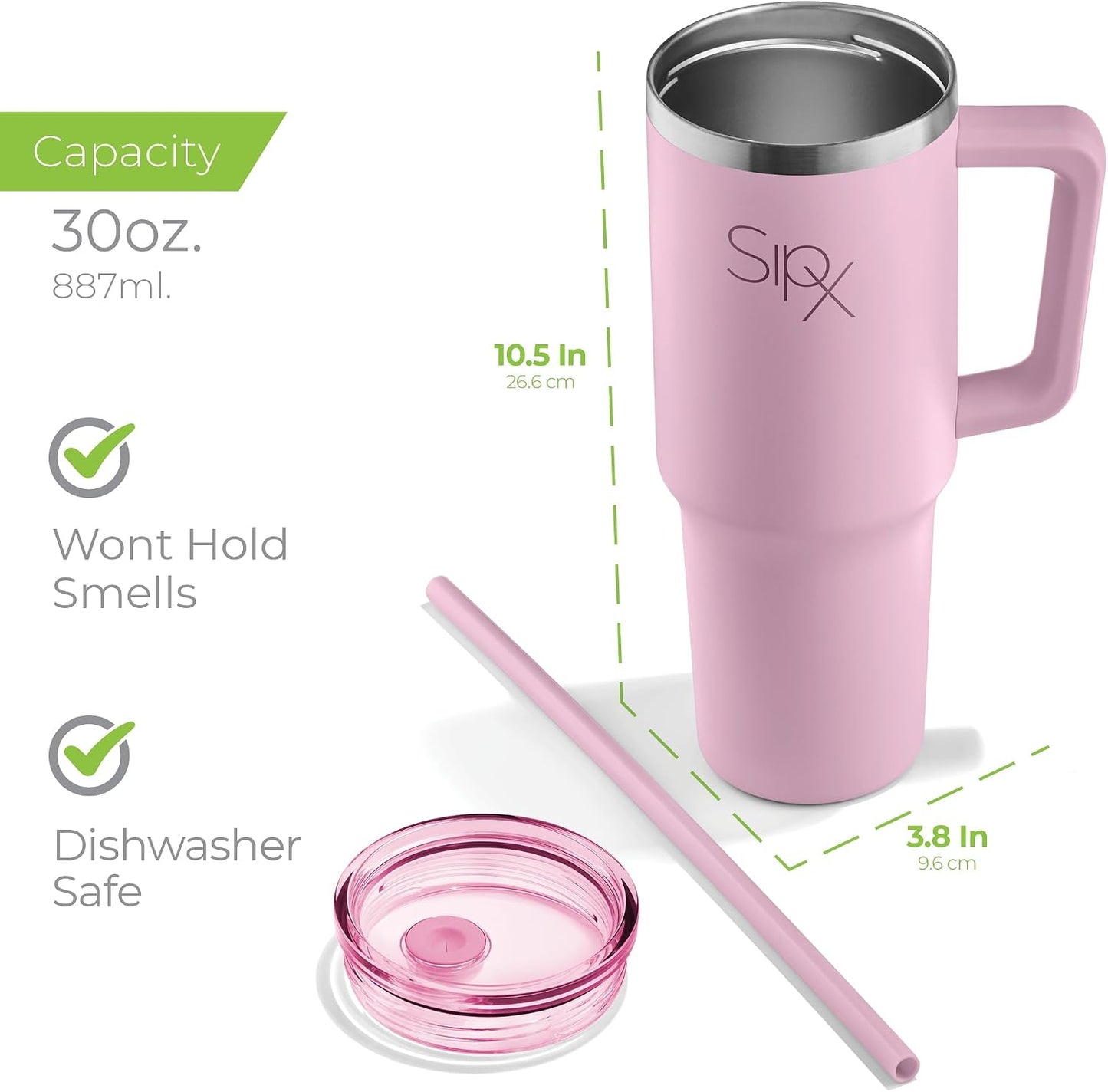 ™ 30 oz Insulated Tumbler with Handle & Straw – Vacuum Insulated Stainless Steel, Leakproof, Cupholder Friendly – Perfect for Iced Coffee, Water & Travel – Grey