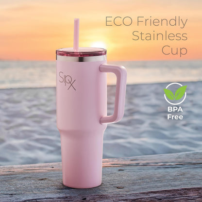 ™ 30 oz Insulated Tumbler with Handle & Straw – Vacuum Insulated Stainless Steel, Leakproof, Cupholder Friendly – Perfect for Iced Coffee, Water & Travel – Grey
