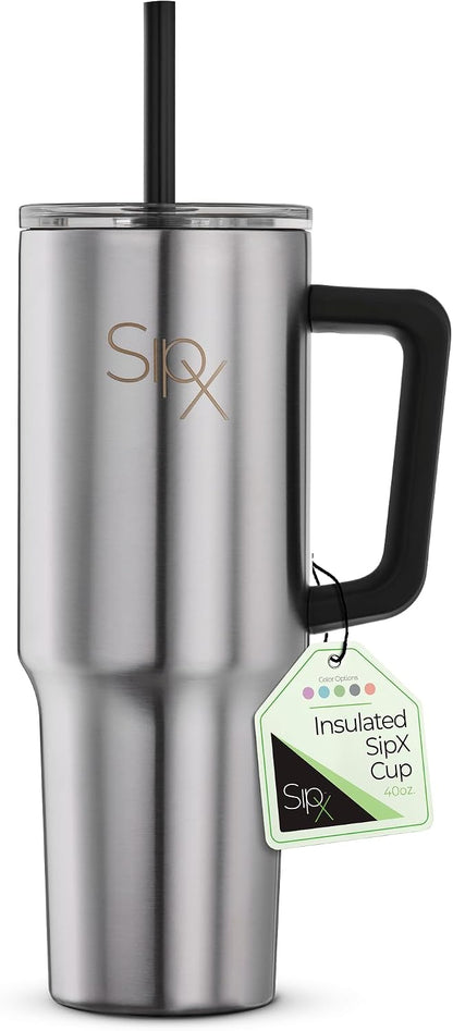 ™ 30 oz Insulated Tumbler with Handle & Straw – Vacuum Insulated Stainless Steel, Leakproof, Cupholder Friendly – Perfect for Iced Coffee, Water & Travel – Grey