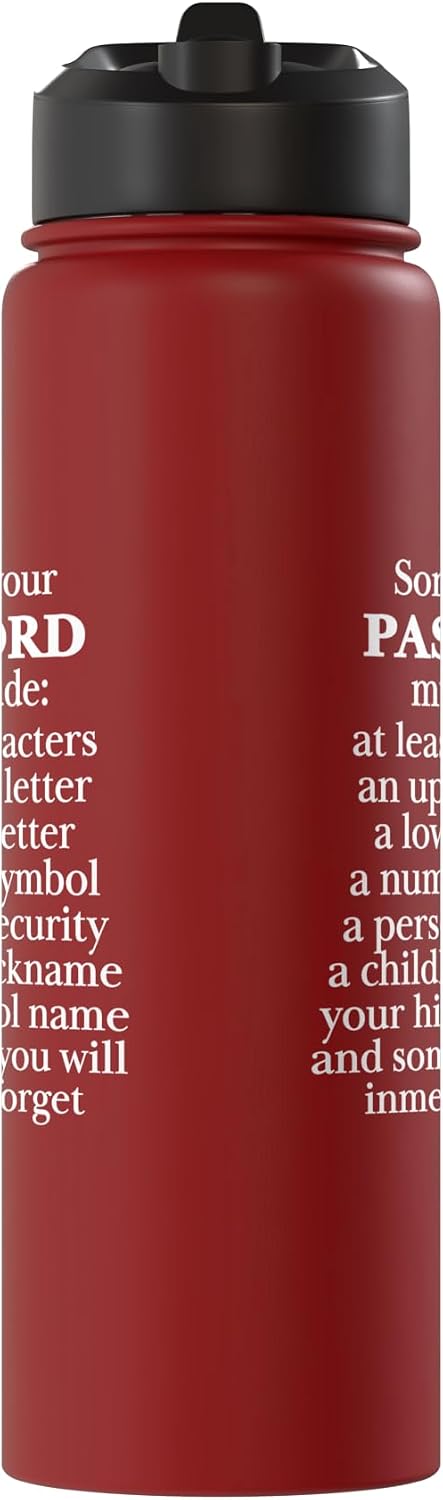 Sorry Your Password Must Contain Funny IT Tech Security Stainless Steel Insulated Water Bottle