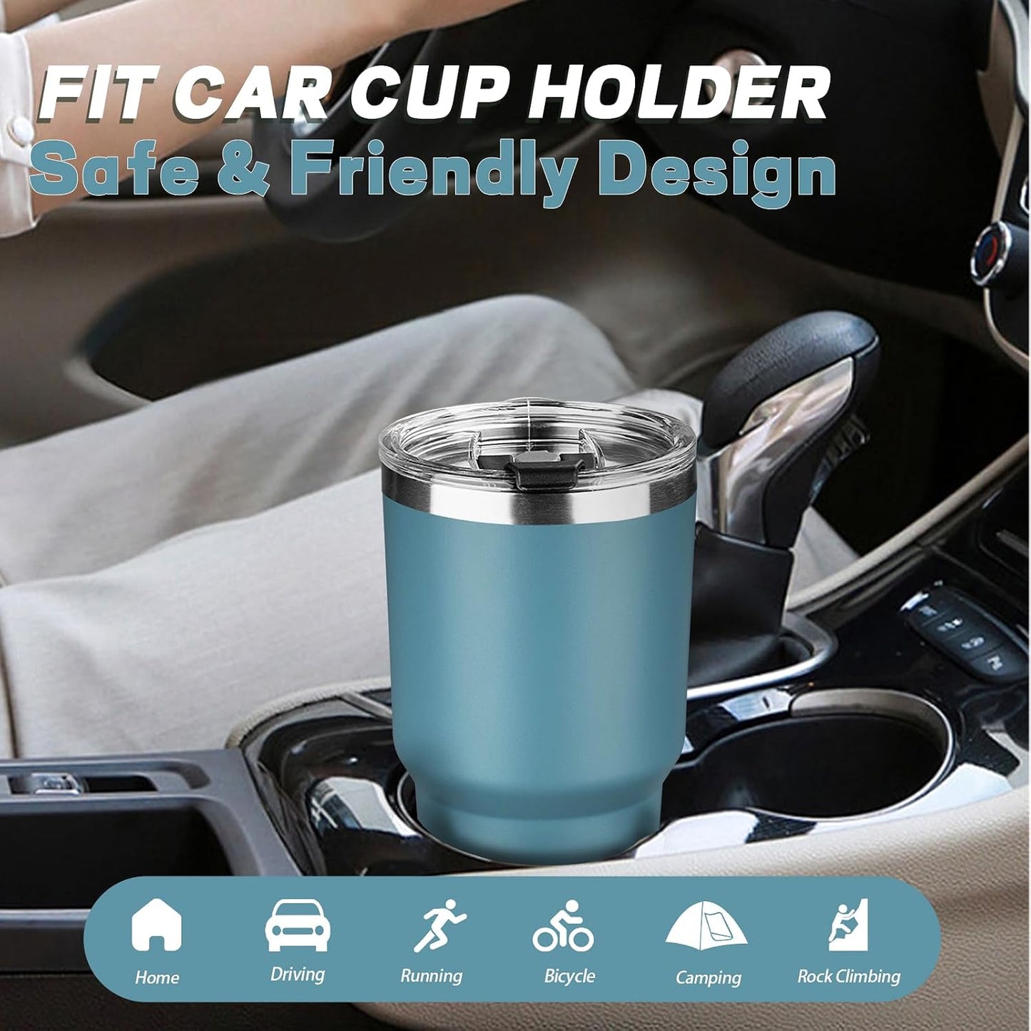 20 oz Tumbler with Lids and Straws, Stainless Steel Insulated Coffee Tumbler, Double Wall Vacuum Insulated Travel Mug Cup, Leakproof Thermal Coffee Cup for Hot and Cold Drinks (azure blue)