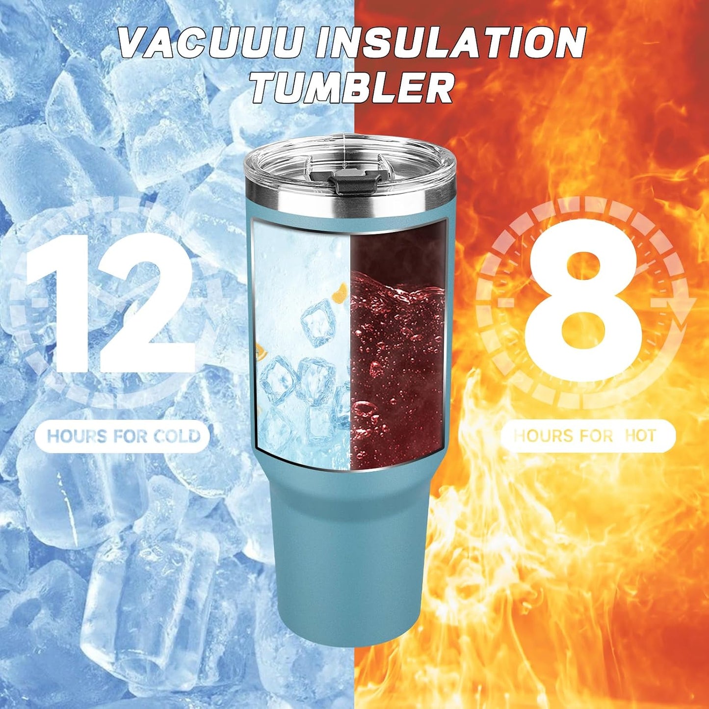 20 oz Tumbler with Lids and Straws, Stainless Steel Insulated Coffee Tumbler, Double Wall Vacuum Insulated Travel Mug Cup, Leakproof Thermal Coffee Cup for Hot and Cold Drinks (azure blue)