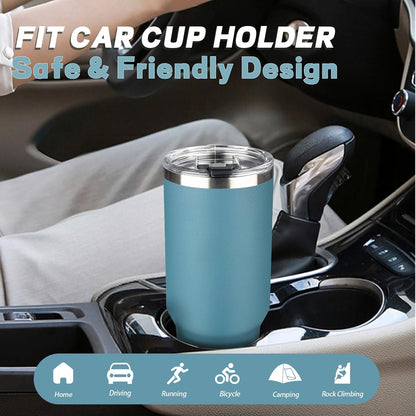 20 oz Tumbler with Lids and Straws, Stainless Steel Insulated Coffee Tumbler, Double Wall Vacuum Insulated Travel Mug Cup, Leakproof Thermal Coffee Cup for Hot and Cold Drinks (azure blue)