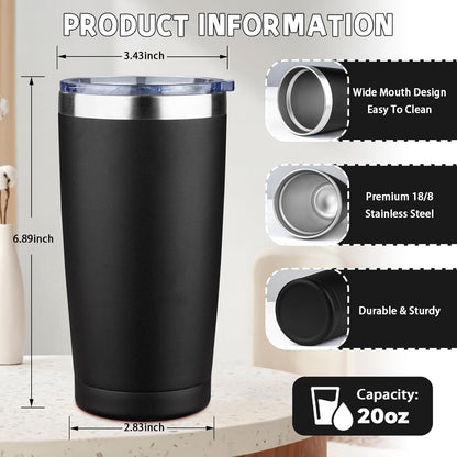 20 oz Tumbler with Lids and Straws, Stainless Steel Insulated Coffee Tumbler, Double Wall Vacuum Insulated Travel Mug Cup, Leakproof Thermal Coffee Cup for Hot and Cold Drinks (azure blue)
