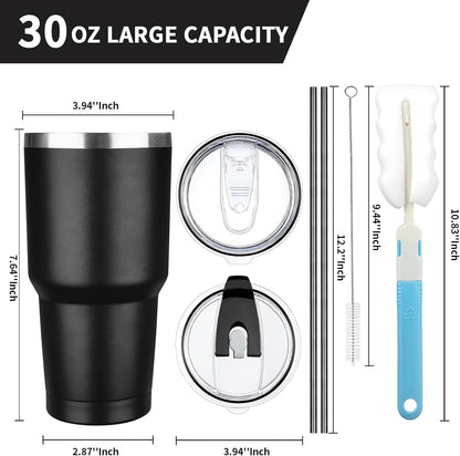 20 oz Tumbler with Lids and Straws, Stainless Steel Insulated Coffee Tumbler, Double Wall Vacuum Insulated Travel Mug Cup, Leakproof Thermal Coffee Cup for Hot and Cold Drinks (azure blue)