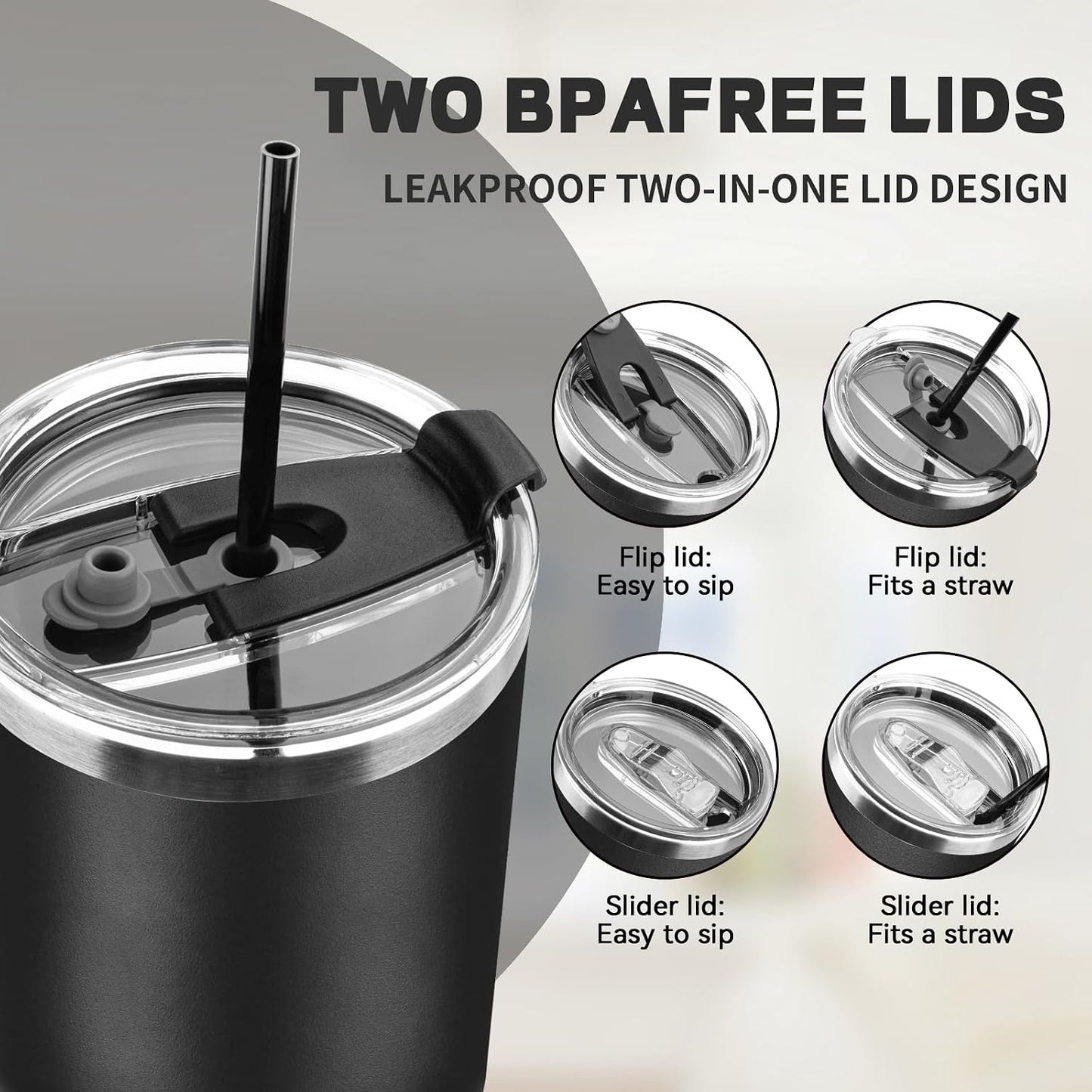 20 oz Tumbler with Lids and Straws, Stainless Steel Insulated Coffee Tumbler, Double Wall Vacuum Insulated Travel Mug Cup, Leakproof Thermal Coffee Cup for Hot and Cold Drinks (azure blue)