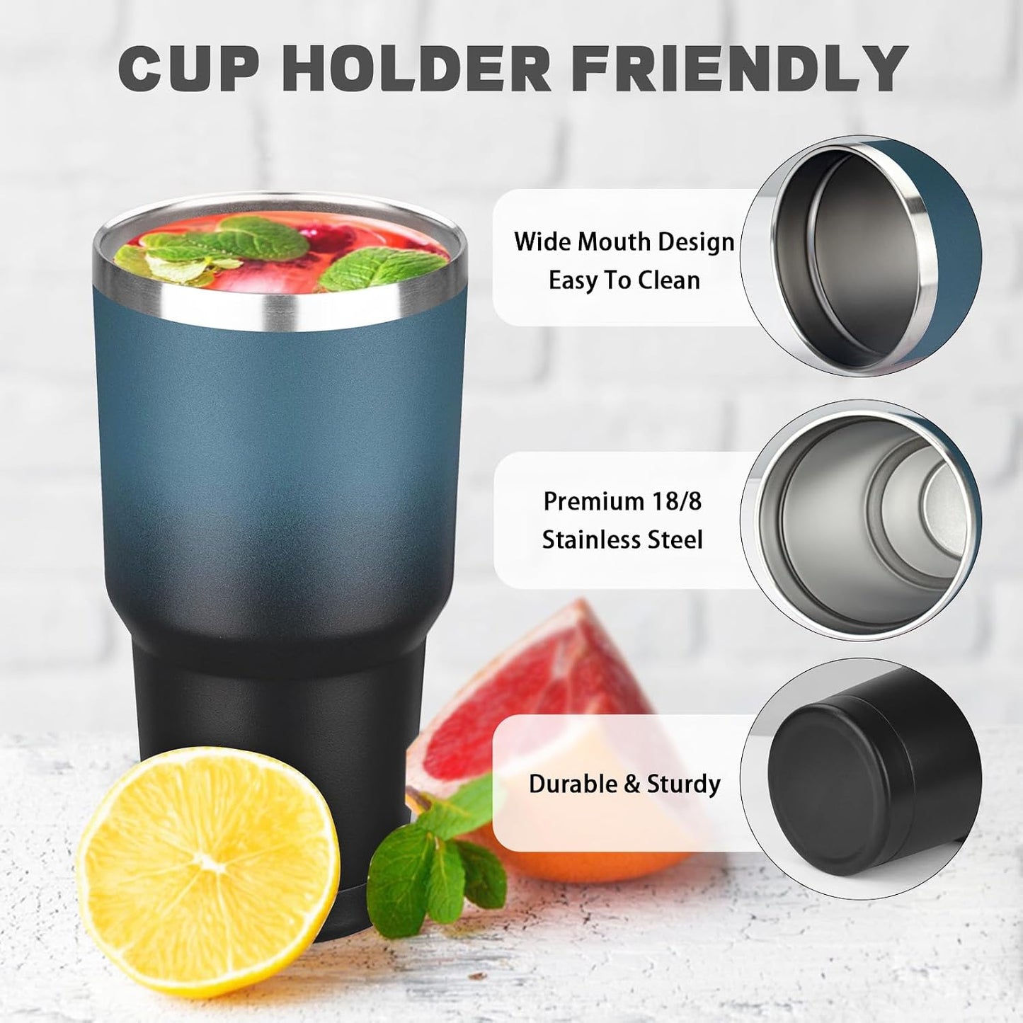 20 oz Tumbler with Lids and Straws, Stainless Steel Insulated Coffee Tumbler, Double Wall Vacuum Insulated Travel Mug Cup, Leakproof Thermal Coffee Cup for Hot and Cold Drinks (azure blue)