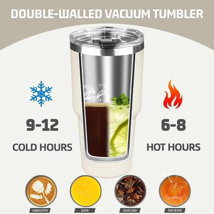 20 oz Tumbler with Lids and Straws, Stainless Steel Insulated Coffee Tumbler, Double Wall Vacuum Insulated Travel Mug Cup, Leakproof Thermal Coffee Cup for Hot and Cold Drinks (azure blue)
