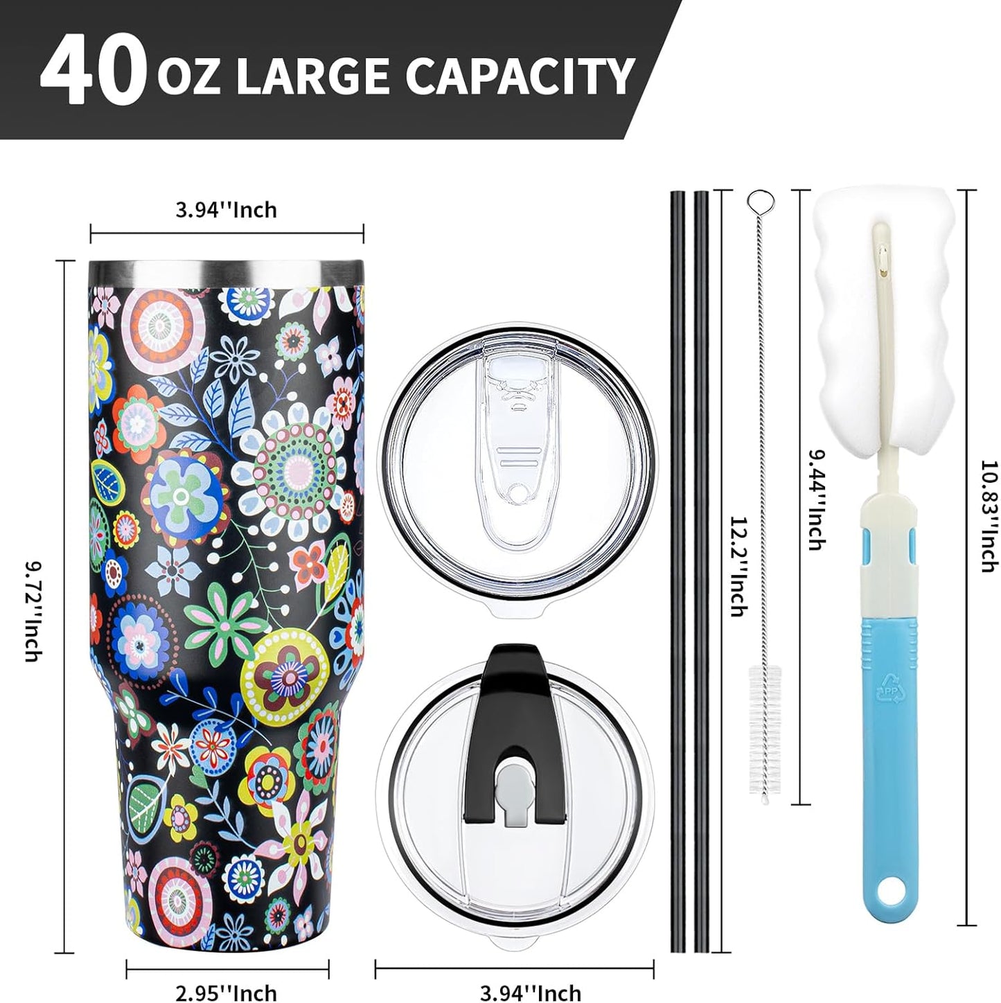 20 oz Tumbler with Lids and Straws, Stainless Steel Insulated Coffee Tumbler, Double Wall Vacuum Insulated Travel Mug Cup, Leakproof Thermal Coffee Cup for Hot and Cold Drinks (azure blue)