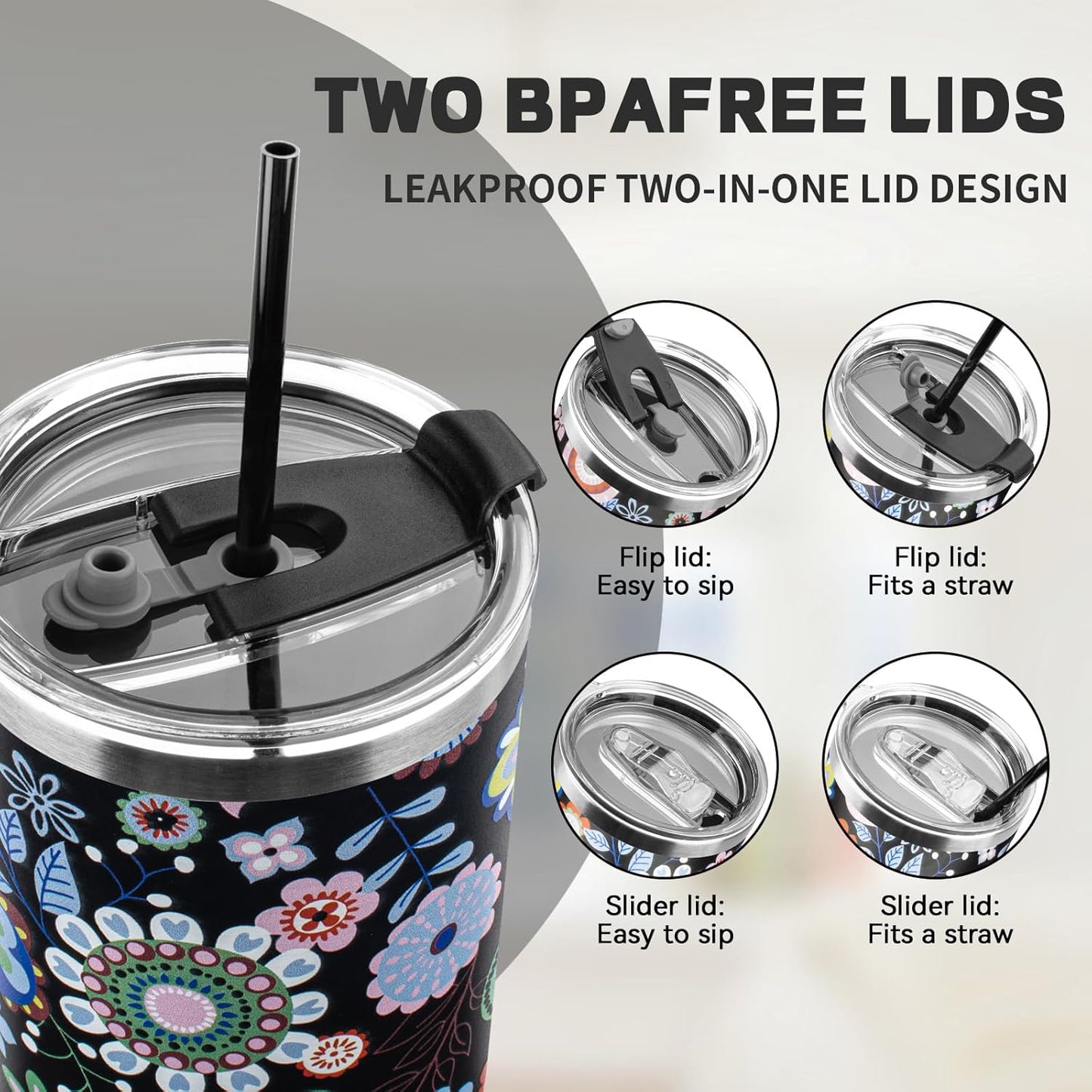 20 oz Tumbler with Lids and Straws, Stainless Steel Insulated Coffee Tumbler, Double Wall Vacuum Insulated Travel Mug Cup, Leakproof Thermal Coffee Cup for Hot and Cold Drinks (azure blue)