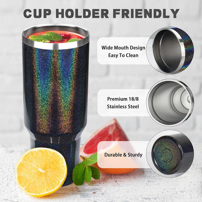 20 oz Tumbler with Lids and Straws, Stainless Steel Insulated Coffee Tumbler, Double Wall Vacuum Insulated Travel Mug Cup, Leakproof Thermal Coffee Cup for Hot and Cold Drinks (azure blue)