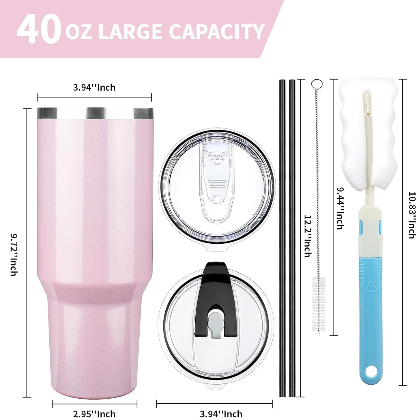 20 oz Tumbler with Lids and Straws, Stainless Steel Insulated Coffee Tumbler, Double Wall Vacuum Insulated Travel Mug Cup, Leakproof Thermal Coffee Cup for Hot and Cold Drinks (azure blue)