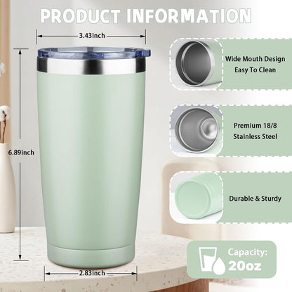 20 oz Tumbler with Lids and Straws, Stainless Steel Insulated Coffee Tumbler, Double Wall Vacuum Insulated Travel Mug Cup, Leakproof Thermal Coffee Cup for Hot and Cold Drinks (azure blue)