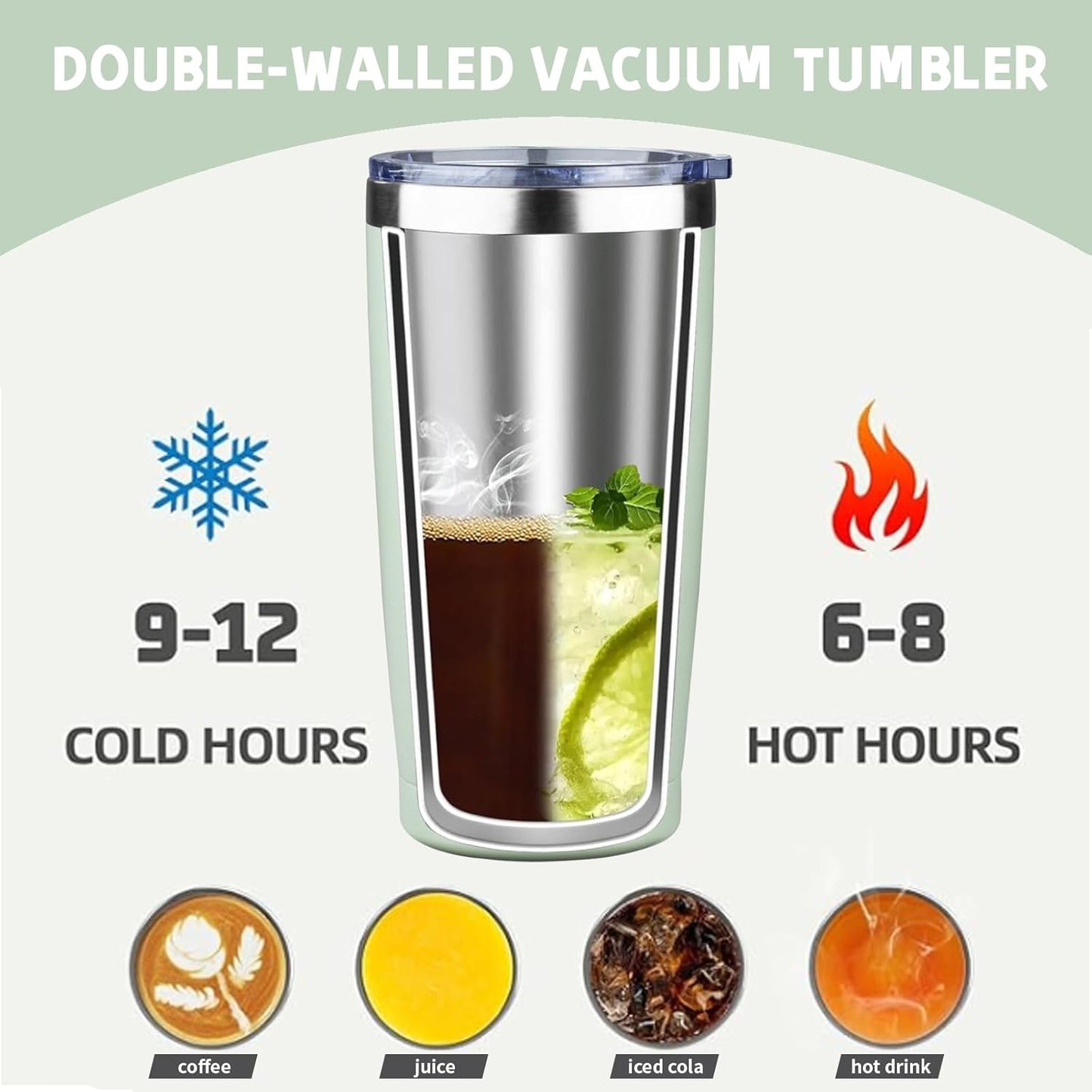 20 oz Tumbler with Lids and Straws, Stainless Steel Insulated Coffee Tumbler, Double Wall Vacuum Insulated Travel Mug Cup, Leakproof Thermal Coffee Cup for Hot and Cold Drinks (azure blue)