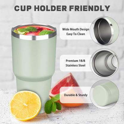 20 oz Tumbler with Lids and Straws, Stainless Steel Insulated Coffee Tumbler, Double Wall Vacuum Insulated Travel Mug Cup, Leakproof Thermal Coffee Cup for Hot and Cold Drinks (azure blue)