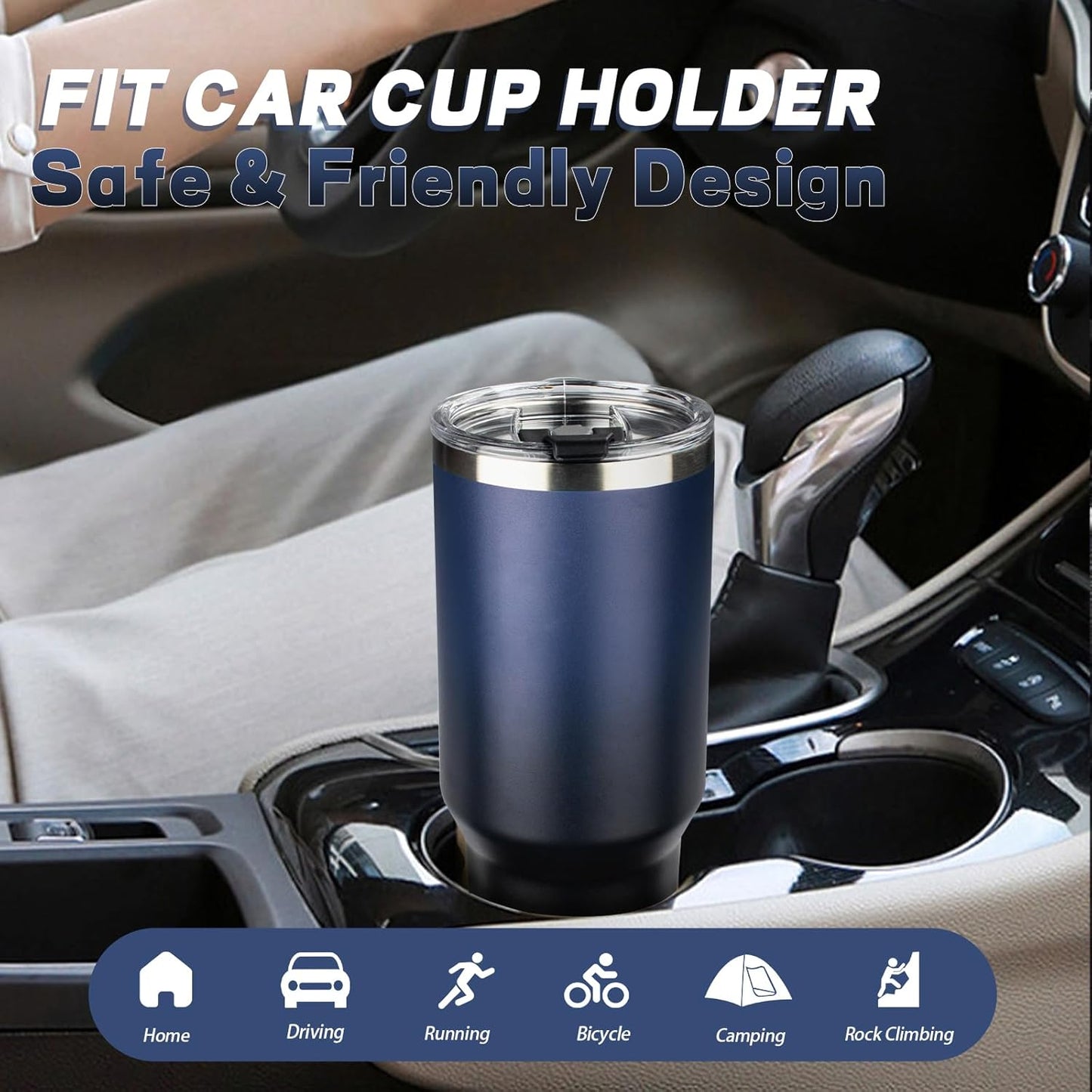 20 oz Tumbler with Lids and Straws, Stainless Steel Insulated Coffee Tumbler, Double Wall Vacuum Insulated Travel Mug Cup, Leakproof Thermal Coffee Cup for Hot and Cold Drinks (azure blue)