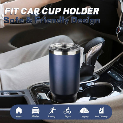 20 oz Tumbler with Lids and Straws, Stainless Steel Insulated Coffee Tumbler, Double Wall Vacuum Insulated Travel Mug Cup, Leakproof Thermal Coffee Cup for Hot and Cold Drinks (azure blue)