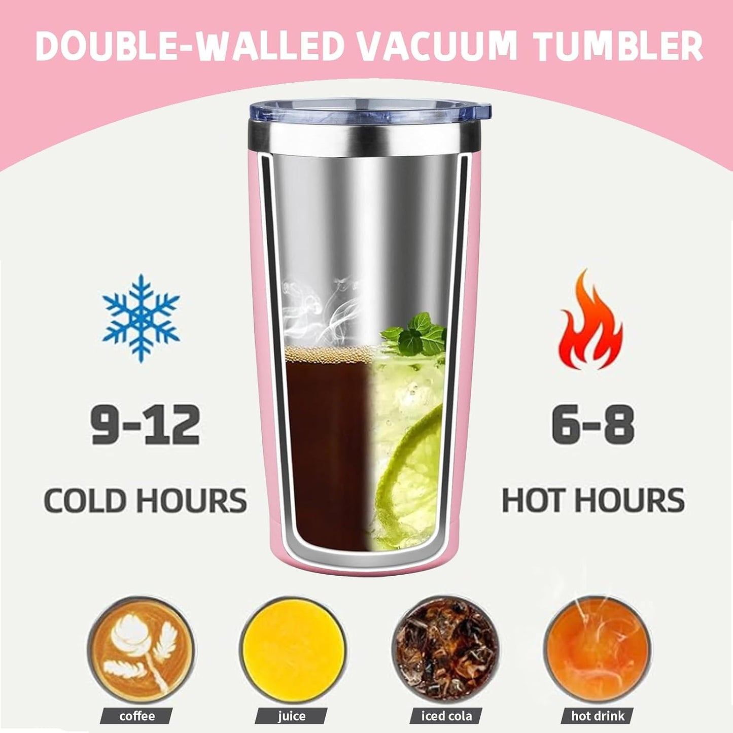 20 oz Tumbler with Lids and Straws, Stainless Steel Insulated Coffee Tumbler, Double Wall Vacuum Insulated Travel Mug Cup, Leakproof Thermal Coffee Cup for Hot and Cold Drinks (azure blue)
