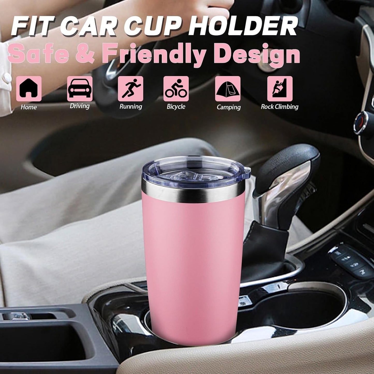 20 oz Tumbler with Lids and Straws, Stainless Steel Insulated Coffee Tumbler, Double Wall Vacuum Insulated Travel Mug Cup, Leakproof Thermal Coffee Cup for Hot and Cold Drinks (azure blue)
