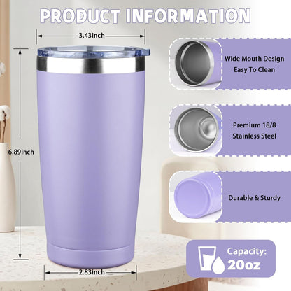20 oz Tumbler with Lids and Straws, Stainless Steel Insulated Coffee Tumbler, Double Wall Vacuum Insulated Travel Mug Cup, Leakproof Thermal Coffee Cup for Hot and Cold Drinks (azure blue)