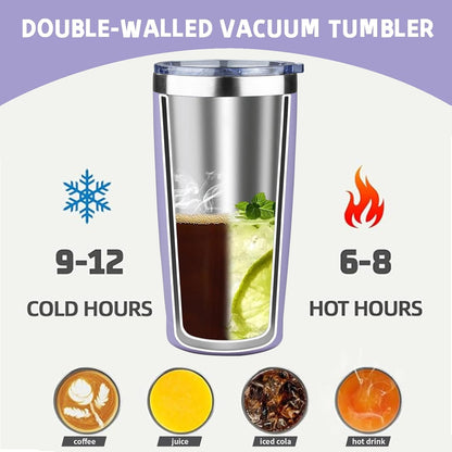 20 oz Tumbler with Lids and Straws, Stainless Steel Insulated Coffee Tumbler, Double Wall Vacuum Insulated Travel Mug Cup, Leakproof Thermal Coffee Cup for Hot and Cold Drinks (azure blue)