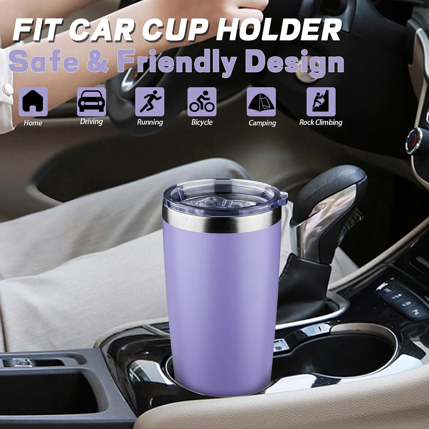 20 oz Tumbler with Lids and Straws, Stainless Steel Insulated Coffee Tumbler, Double Wall Vacuum Insulated Travel Mug Cup, Leakproof Thermal Coffee Cup for Hot and Cold Drinks (azure blue)
