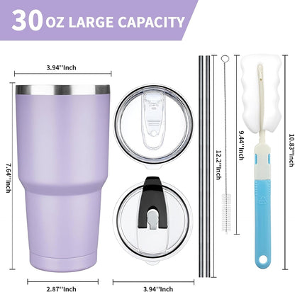20 oz Tumbler with Lids and Straws, Stainless Steel Insulated Coffee Tumbler, Double Wall Vacuum Insulated Travel Mug Cup, Leakproof Thermal Coffee Cup for Hot and Cold Drinks (azure blue)