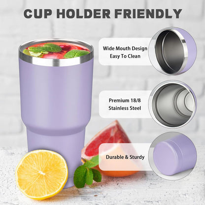 20 oz Tumbler with Lids and Straws, Stainless Steel Insulated Coffee Tumbler, Double Wall Vacuum Insulated Travel Mug Cup, Leakproof Thermal Coffee Cup for Hot and Cold Drinks (azure blue)