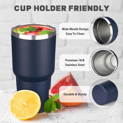 20 oz Tumbler with Lids and Straws, Stainless Steel Insulated Coffee Tumbler, Double Wall Vacuum Insulated Travel Mug Cup, Leakproof Thermal Coffee Cup for Hot and Cold Drinks (azure blue)
