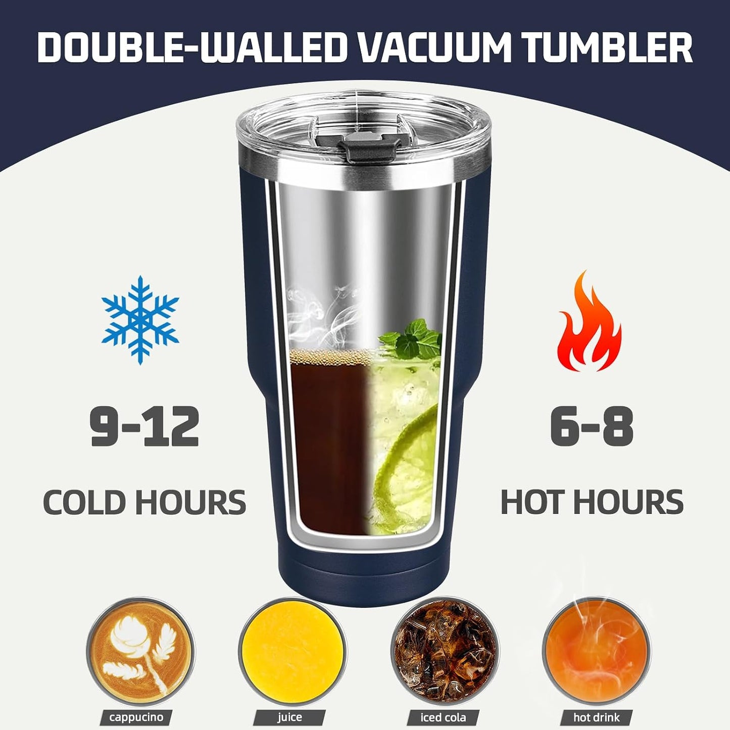 20 oz Tumbler with Lids and Straws, Stainless Steel Insulated Coffee Tumbler, Double Wall Vacuum Insulated Travel Mug Cup, Leakproof Thermal Coffee Cup for Hot and Cold Drinks (azure blue)