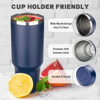20 oz Tumbler with Lids and Straws, Stainless Steel Insulated Coffee Tumbler, Double Wall Vacuum Insulated Travel Mug Cup, Leakproof Thermal Coffee Cup for Hot and Cold Drinks (azure blue)