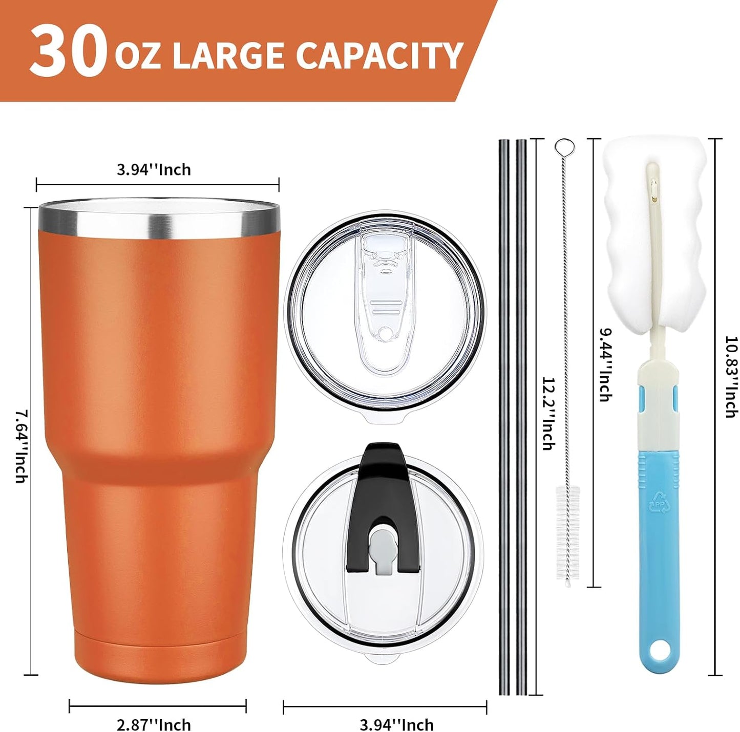 20 oz Tumbler with Lids and Straws, Stainless Steel Insulated Coffee Tumbler, Double Wall Vacuum Insulated Travel Mug Cup, Leakproof Thermal Coffee Cup for Hot and Cold Drinks (azure blue)