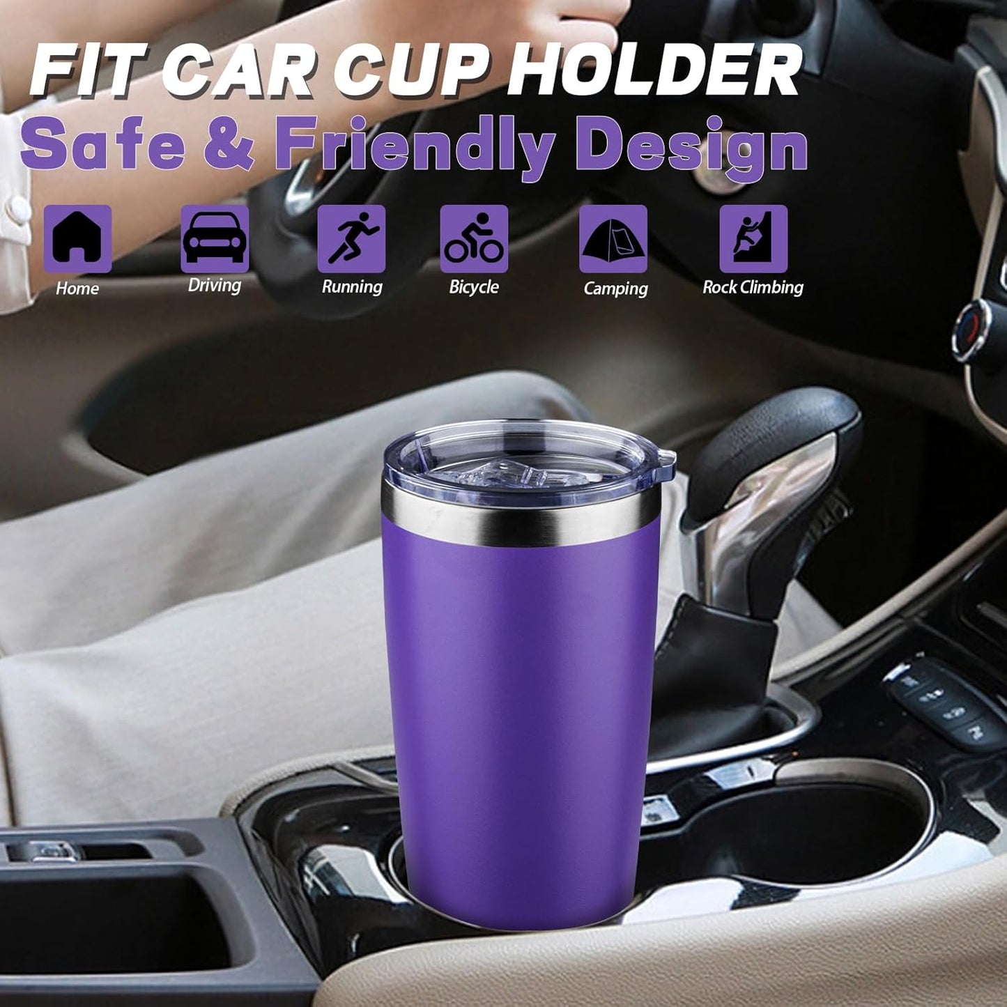 20 oz Tumbler with Lids and Straws, Stainless Steel Insulated Coffee Tumbler, Double Wall Vacuum Insulated Travel Mug Cup, Leakproof Thermal Coffee Cup for Hot and Cold Drinks (azure blue)