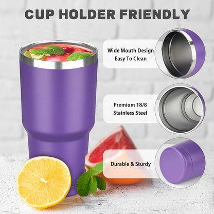 20 oz Tumbler with Lids and Straws, Stainless Steel Insulated Coffee Tumbler, Double Wall Vacuum Insulated Travel Mug Cup, Leakproof Thermal Coffee Cup for Hot and Cold Drinks (azure blue)