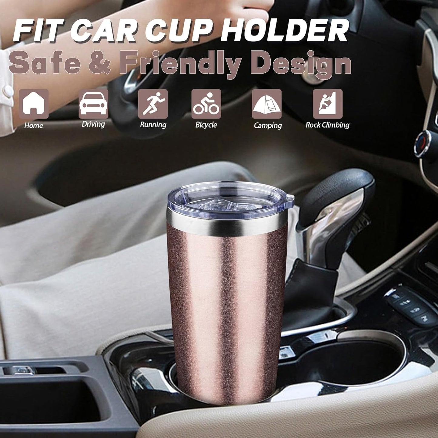 20 oz Tumbler with Lids and Straws, Stainless Steel Insulated Coffee Tumbler, Double Wall Vacuum Insulated Travel Mug Cup, Leakproof Thermal Coffee Cup for Hot and Cold Drinks (azure blue)