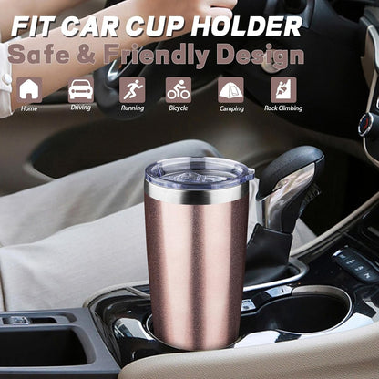 20 oz Tumbler with Lids and Straws, Stainless Steel Insulated Coffee Tumbler, Double Wall Vacuum Insulated Travel Mug Cup, Leakproof Thermal Coffee Cup for Hot and Cold Drinks (azure blue)