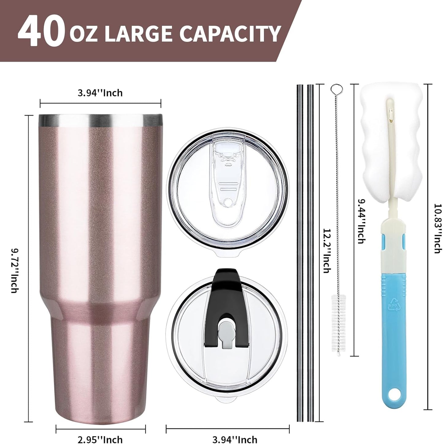 20 oz Tumbler with Lids and Straws, Stainless Steel Insulated Coffee Tumbler, Double Wall Vacuum Insulated Travel Mug Cup, Leakproof Thermal Coffee Cup for Hot and Cold Drinks (azure blue)