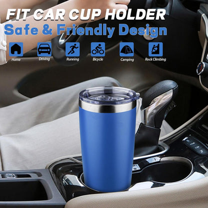 20 oz Tumbler with Lids and Straws, Stainless Steel Insulated Coffee Tumbler, Double Wall Vacuum Insulated Travel Mug Cup, Leakproof Thermal Coffee Cup for Hot and Cold Drinks (azure blue)