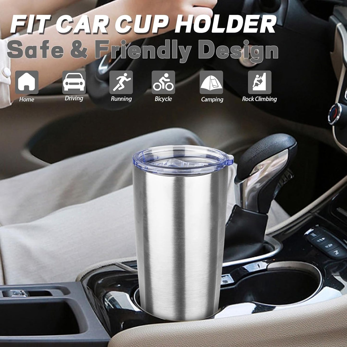 20 oz Tumbler with Lids and Straws, Stainless Steel Insulated Coffee Tumbler, Double Wall Vacuum Insulated Travel Mug Cup, Leakproof Thermal Coffee Cup for Hot and Cold Drinks (azure blue)